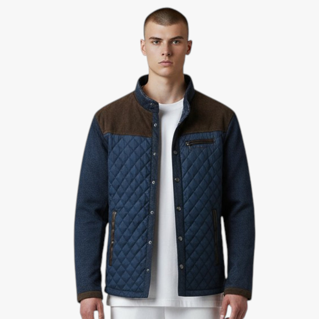 Men’s Quilted Casual Jacket | Contrast Panel
