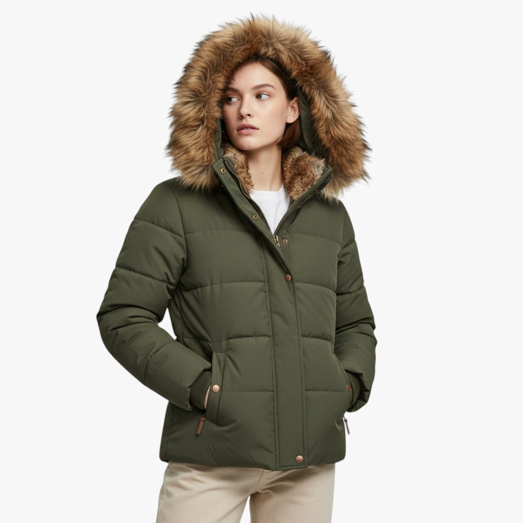 Women’s Hooded Winter Jacket | Faux Fur Hood