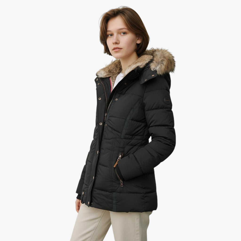 Women’s Hooded Winter Jacket | Faux Fur Hood