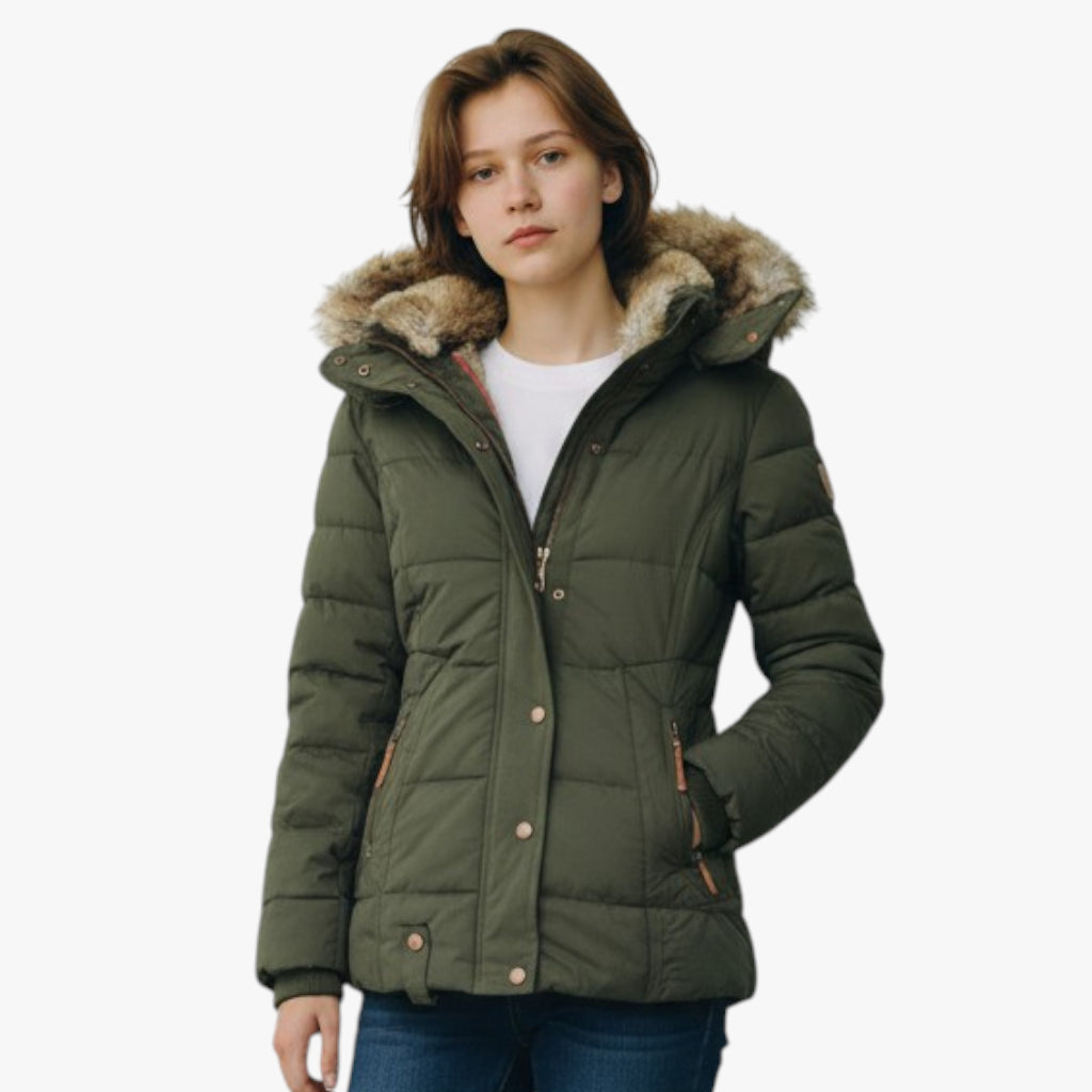 Women’s Hooded Winter Jacket | Faux Fur Hood