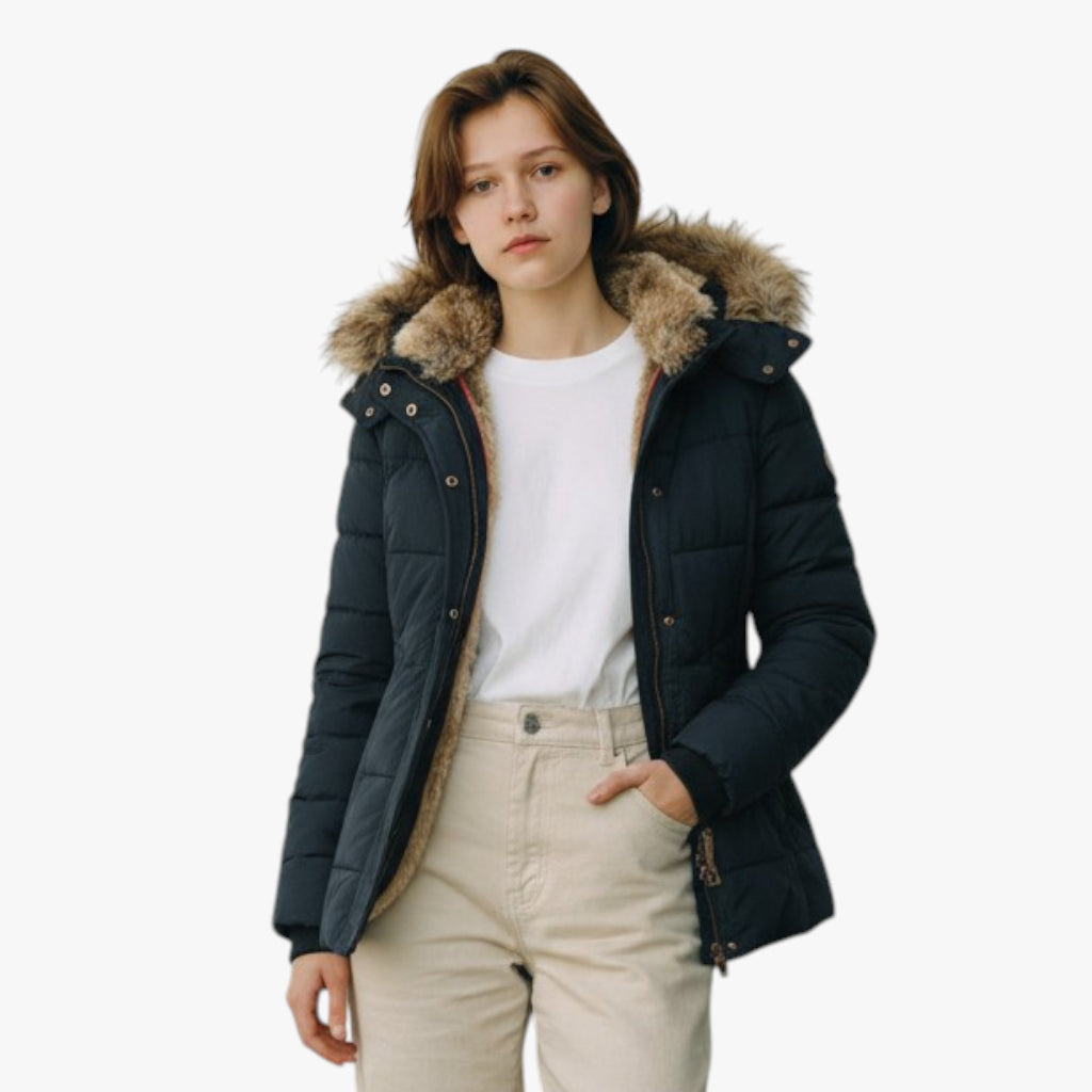 Women’s Hooded Winter Jacket | Faux Fur Hood