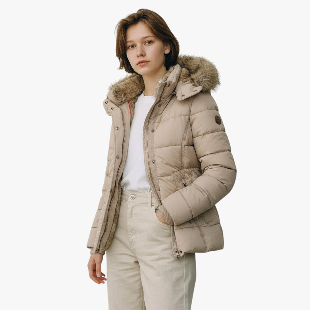 Women’s Hooded Winter Jacket | Faux Fur Hood