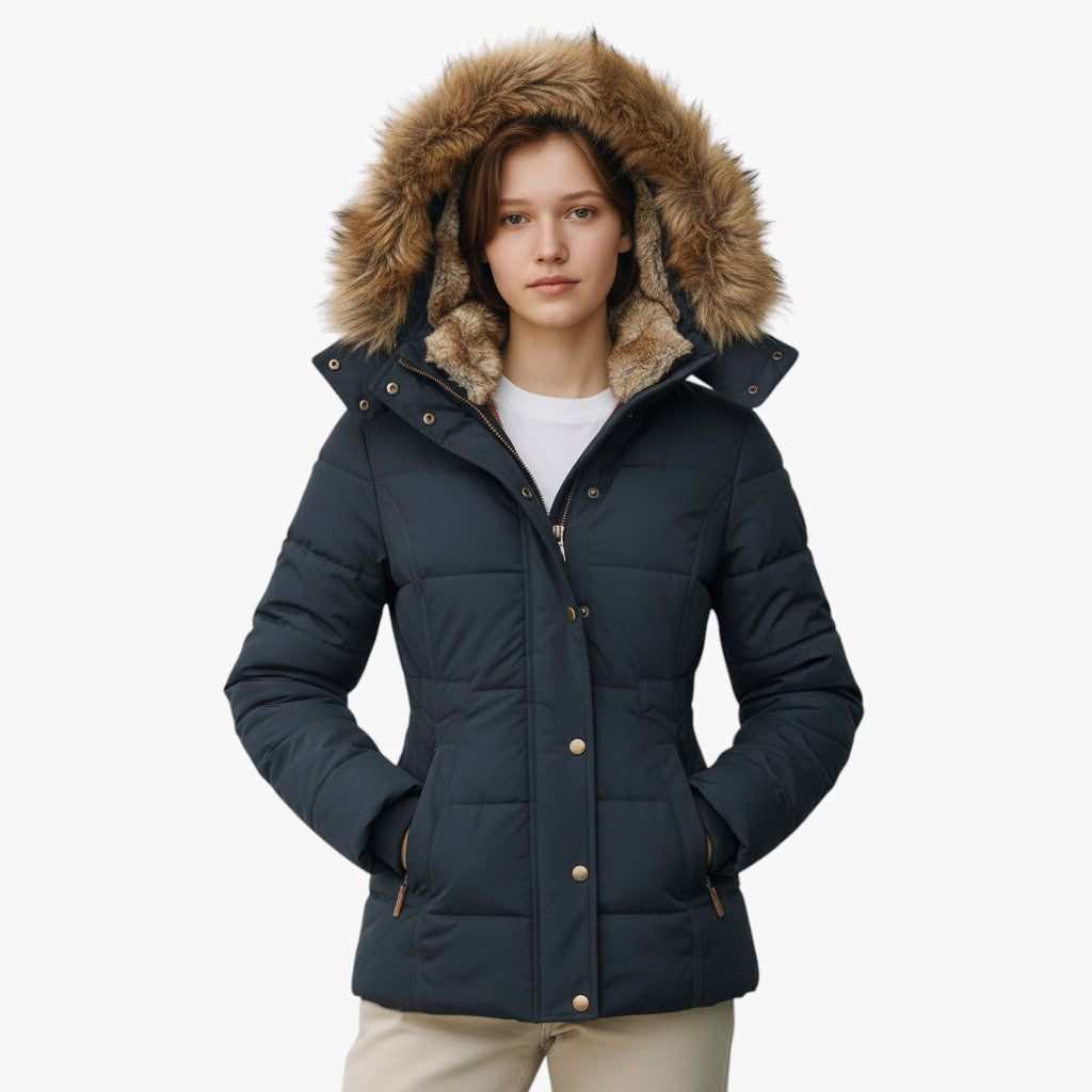 Women’s Hooded Winter Jacket | Faux Fur Hood