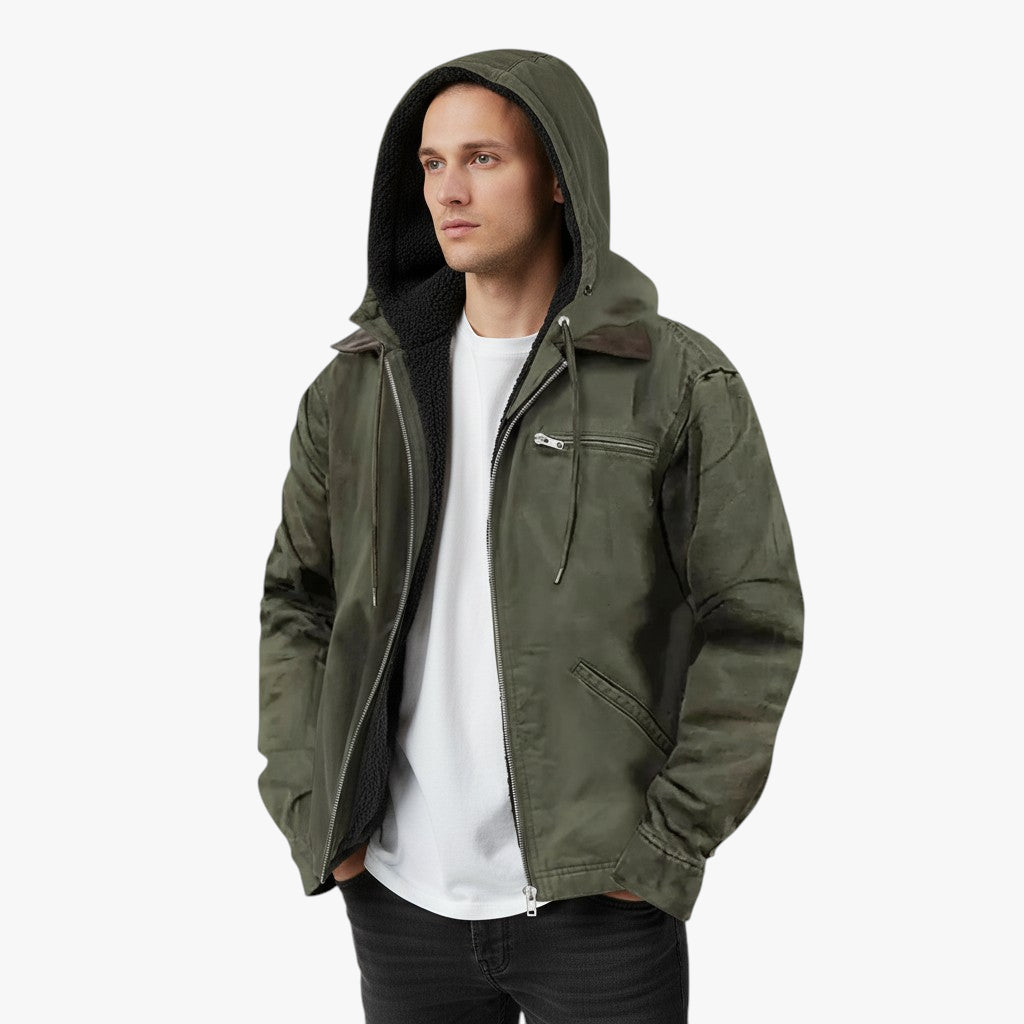 Men’s Hooded Workwear Jacket | Fleece Lined