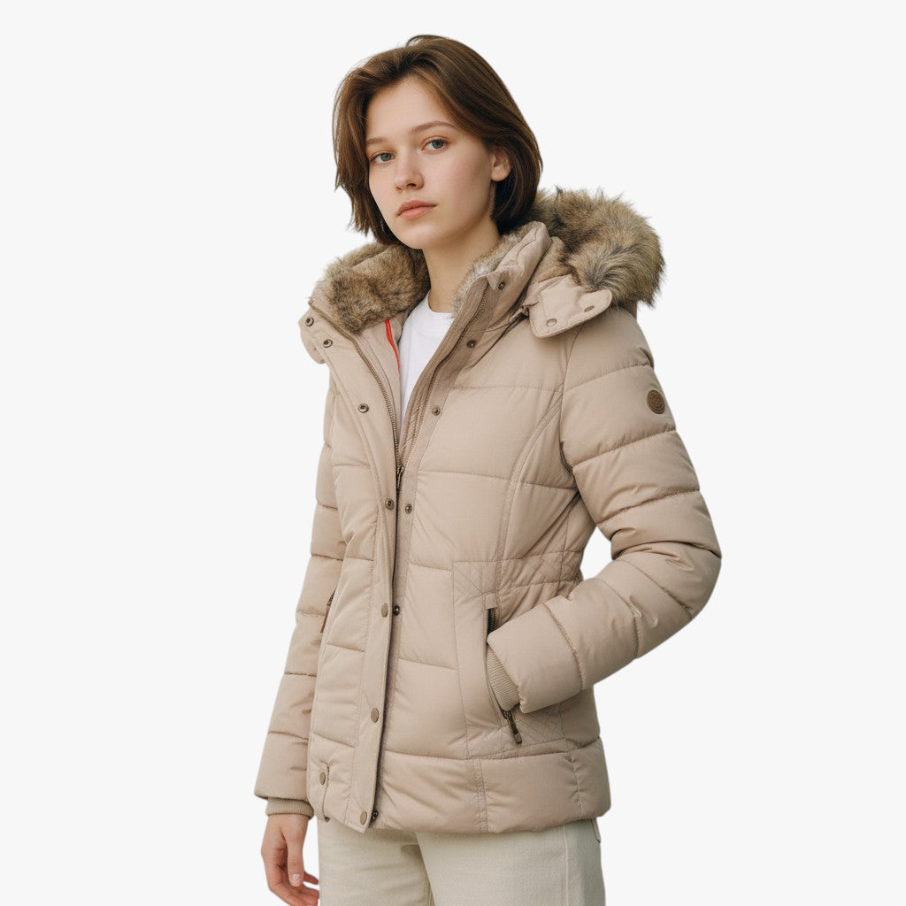 Women’s Hooded Winter Jacket | Faux Fur Hood