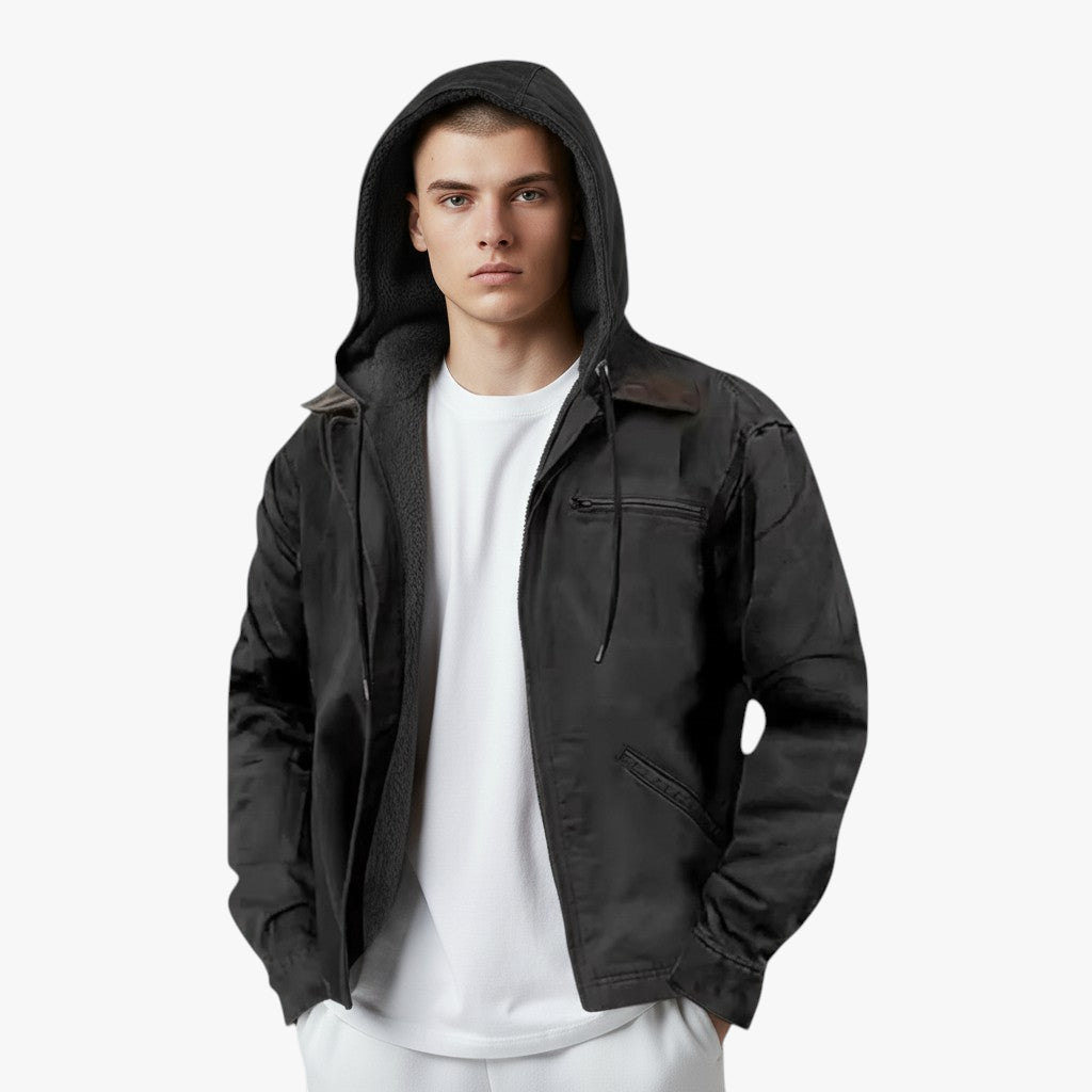 Men’s Hooded Workwear Jacket | Fleece Lined