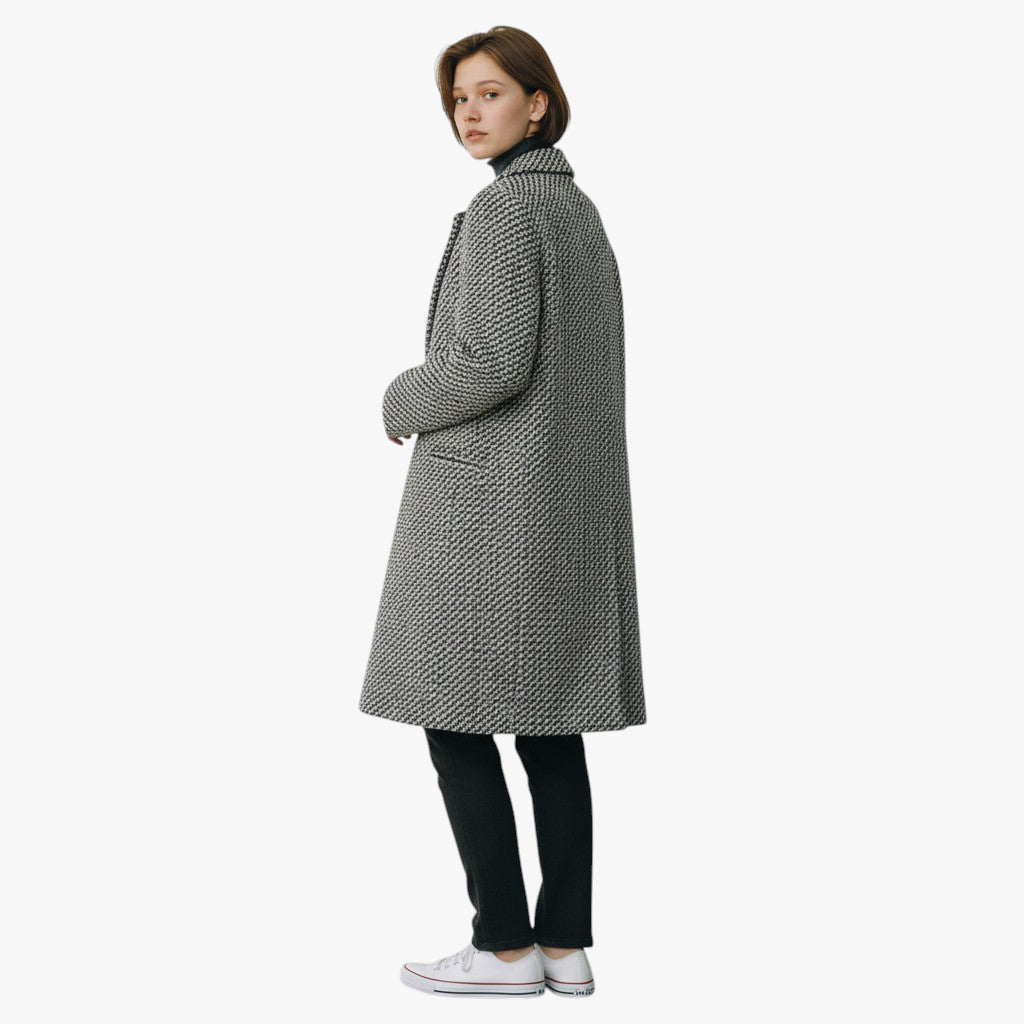 Women’s Herringbone Long Coat | Button Front